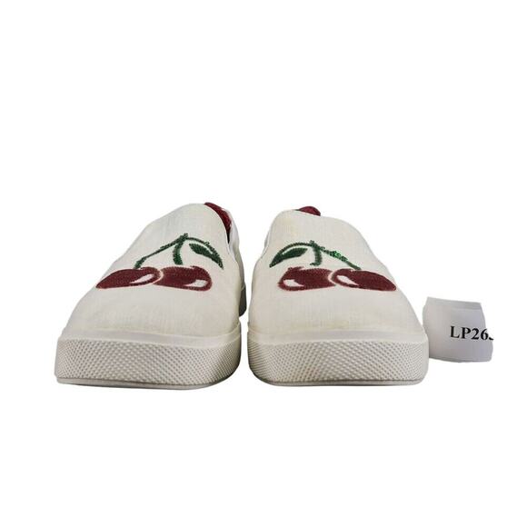 Katy Perry Shoes Womens 6 Sneaker Slip On Casual Cherry Sequin Kerry Flats White - Picture 3 of 13